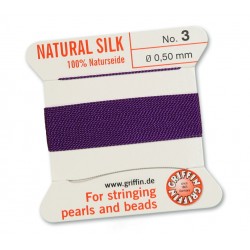 Griffin Natural Silk No.3 [13] amethyst - 2m fir matase naturala 0.5mm cu un ac