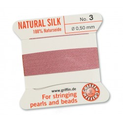 Griffin Natural Silk No.3 [04] dk pink - 2m fir matase naturala 0.5mm cu un ac