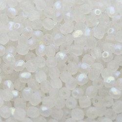 FP03-013 Fire Polish 3mm, Crystal AB Matted - 50 buc