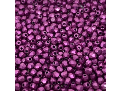 FP02-005 Fire Polish 2mm, ColorTrends: Sueded Gold Fuchsia Red - 50 buc