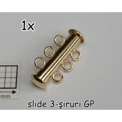 Slide clasp 3 strands - inchizatoare culisanta multi-sir (3 randuri) GP, 1 buc.