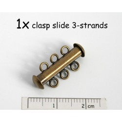 Slide clasp 3 strands - inchizatoare culisanta multi-sir (3 randuri) AGP, 1 buc.