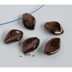 FR42 - margele frunza, dark bronz,( 4 buc)
