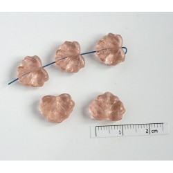 FR53 - margele frunza, roz transparent ,10 buc