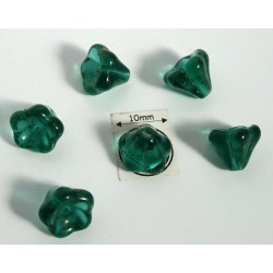 Clopotei 8 x10mm - margele sticla presata Cehia - culoare emerald (4 buc) CE92.