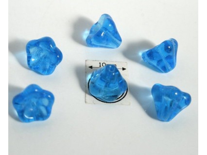 Clopotei 8 x10mm - margele sticla presata Cehia - culoare aquamarine (4 buc) b49