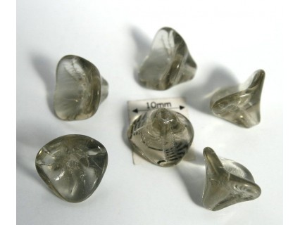Clopotei 8 x 12 mm - margele sticla presata Cehia clopotei trei petale - black diamond (4 bucati) b52