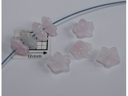 Margele sticla Cehia forma floare capat bila 7mm culoare alb opal/roz (20 buc) FL-02