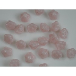 Clopotei 7 x 7 mm tip nasture - margele sticla Cehia - culoare roz opal (10 buc) .