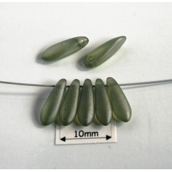 Margele sticla Cehia daggers cca 3 x 11 mm culoare crystal matt green (3 gr) DG-083