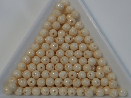 Margele sticla presata rotunde 4mm, opaque champagne luster (10g)