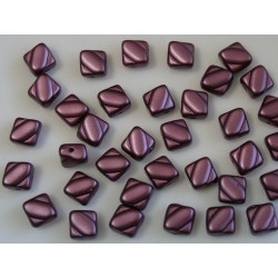 Margele sticla Cehia silky 6 mm, alabaster pastel burgundy (10 buc)
