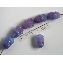 Margele sticla Cehia forma lalea 12 x 8 mm culoare mix albastru/mov/roz (10 buc)