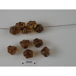 Clopotei 7 x 7 mm tip nasture - margele sticla Cehia - culoare crystal dark travertine (10 buc) .