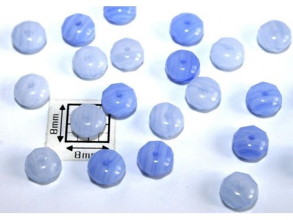 Margele sticla Cehia rondele fatetate 6x4 mm culoare mix albastru (20 buc)