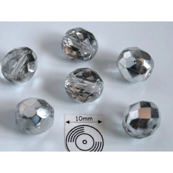 FP12-03 margele sticla Cehia firepolish 12 mm, culoarea argintiu/cristal (2 buc)
