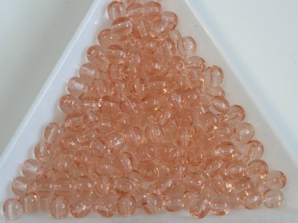 Margele sticla presata rotunde 4mm, transparent rosaline (10g)