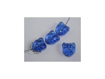 Margele sticla Cehia forma cap de pisica 12.60 x 11.50 x 6.50 mm culoare albastru transparent (2 buc).