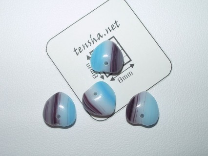 Margele sticla Cehia inima 9 x 8 x 4 mm culoare albastru/maro/alb (10 buc).