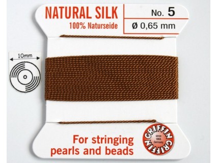 silk05.18 Fir matase naturala cu ac atasat, grosime 0.65mm (no.5), carnelian, 2 metri